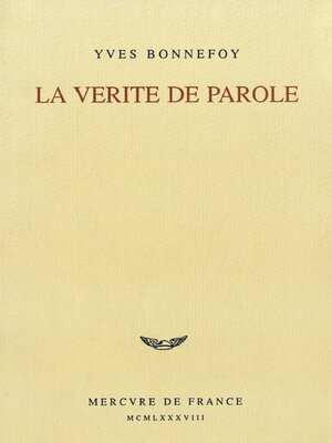 cover image of La vérité de parole